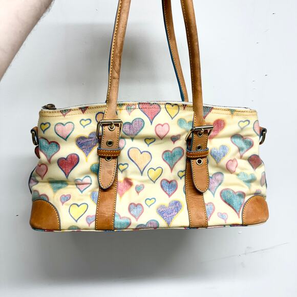 Dooney & Bourke Colorful Heart Shoulder Bag with Tan Accents - Picture 1 of 7